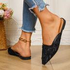 Damen Elegante Pantoletten mit floralem Spitzen-Design und offenem Fersenbereich R&B