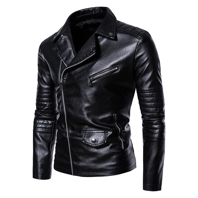 Herren stylische Bikerjacke mit asymmetrischem Reißverschluss und praktischen Taschen R&B