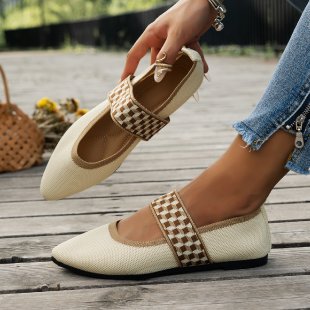 Damen Ballerinas mit modischem Riemen und bequemem Fußbett R&B
