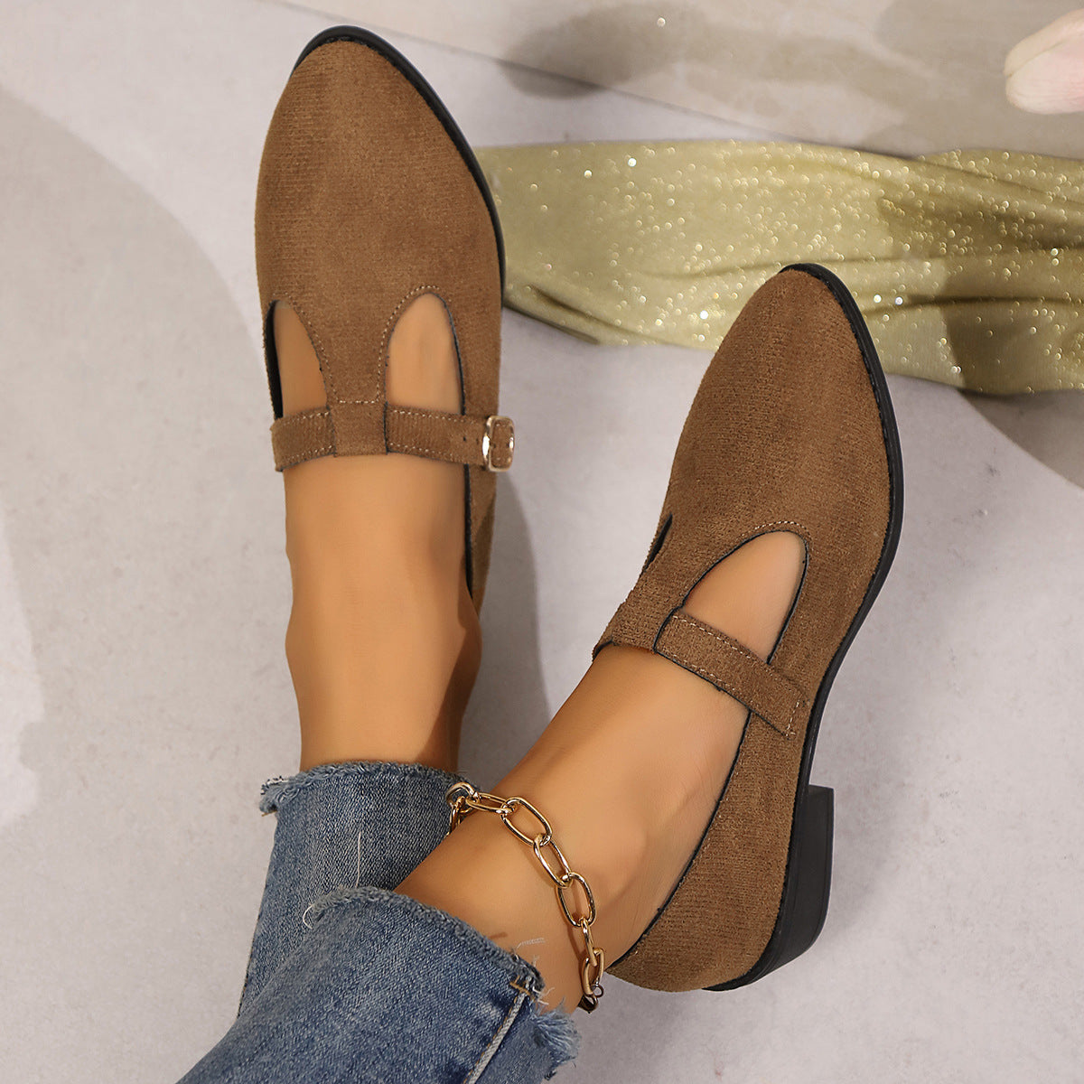 Damen Elegante Ballerinas mit verstellbarem Riemen R&B