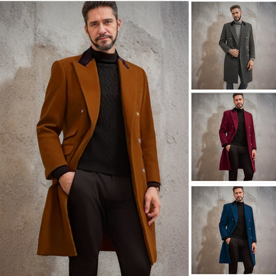 Herren eleganter Longblazer mit Doppelreihe R&B