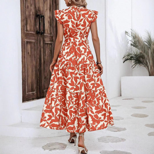 Damen Maxikleid mit Rüschendetails und floralem Print R&B