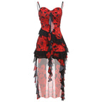 Damen Trägerloses Sommerkleid mit Chiffon-Rüschen R&B