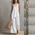 Damen luftiger Jumpsuit mit asymmetrischem Schnitt R&B
