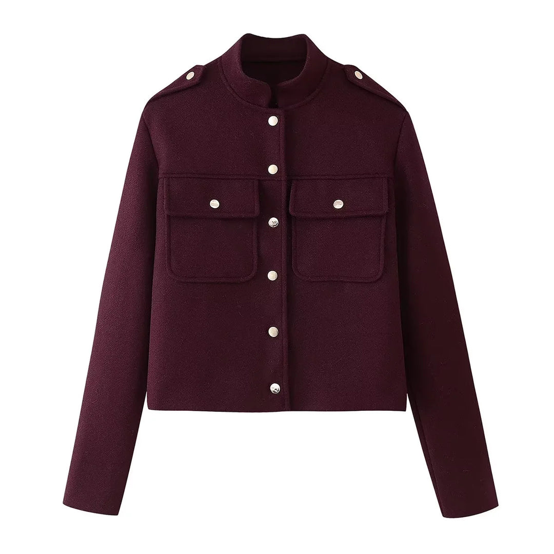Damen elegante Jacke im Military-Stil mit praktischen Taschen R&B
