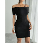 Damen Off-Shoulder Spitzenkleid R&B