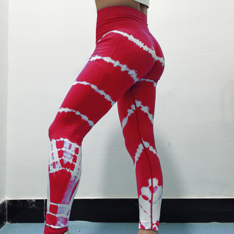 Damen Sportliche Hochbund-Leggings mit auffälligem Tie-Dye-Muster R&B
