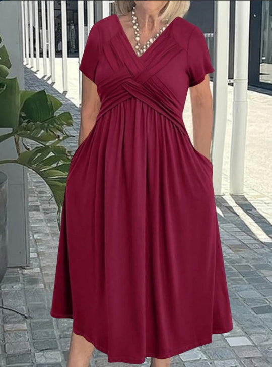 Damen Jumpsuit mit figurbetontem Wickeldesign und elegantem V-Ausschnitt R&B