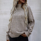 Damen gemütlicher Rollkragenpullover aus hochwertiger Strickware R&B
