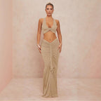 Damen elegantes Bodysuit mit Kreuz-Trageoption und seitlichem Schnitt R&B