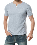 Herren Kurzarm-Henley-Shirt mit modernem Ausschnitt und bequemer Passform