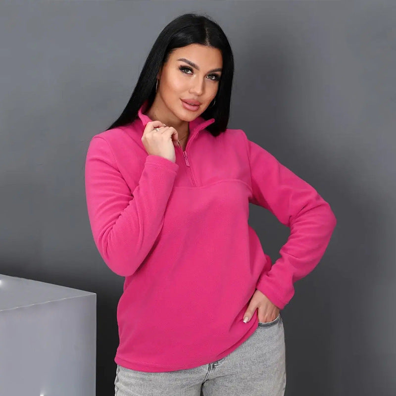 Damen Fleece-Pullover mit steigendem Kragen R&B