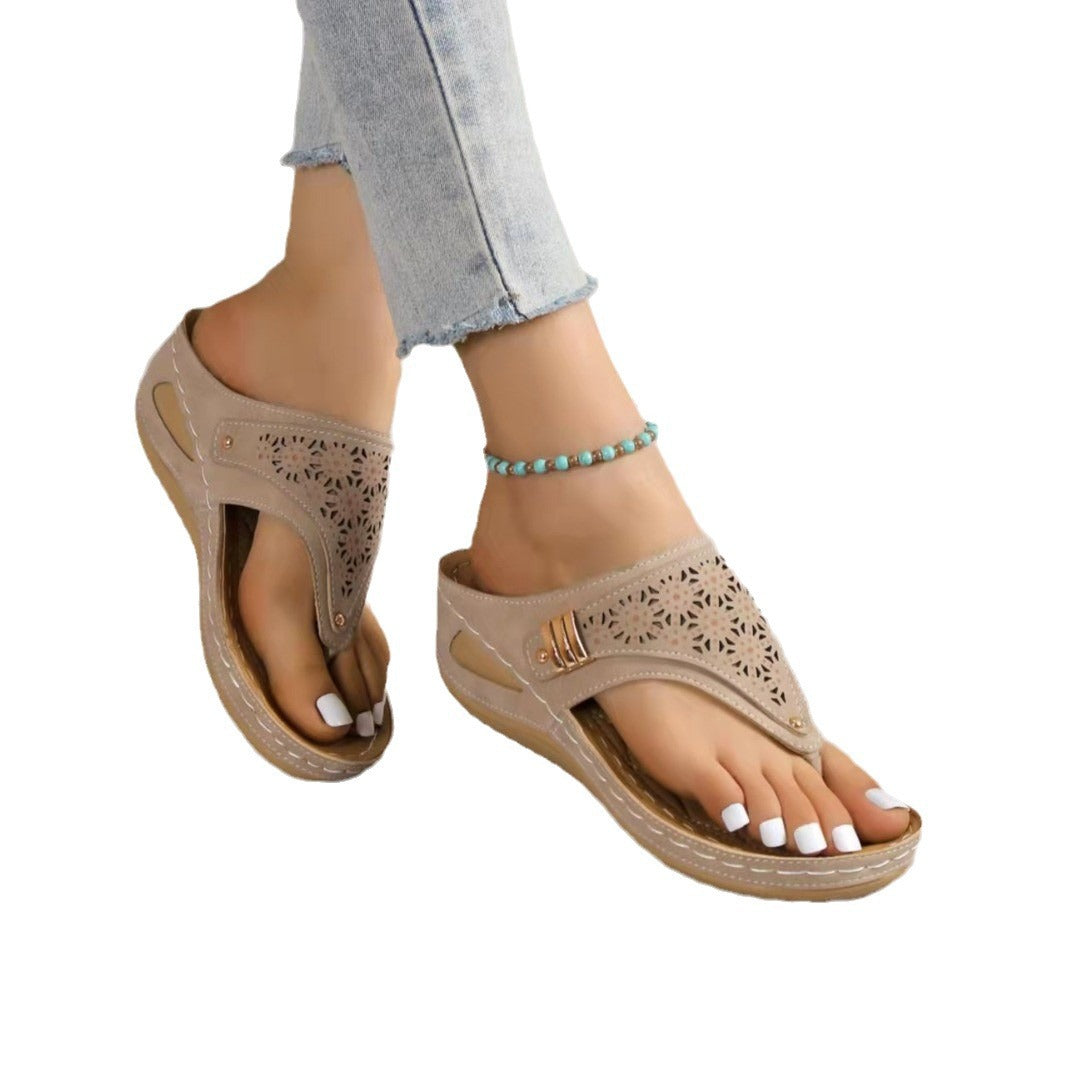 Damen Orthopädische Zehentrenner Sandalen mit dekorativen Cut-Outs R&B