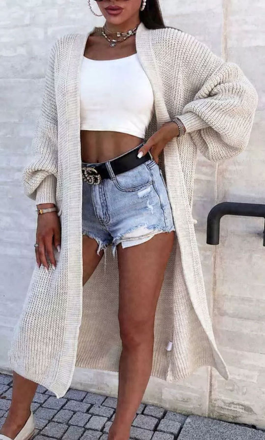 Damen Strickmantel mit weitem Schnitt und tiefen Taschen R&B