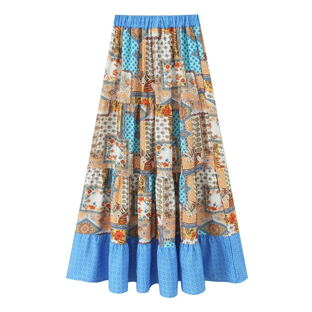 Damen Maxirock mit verspieltem Patchwork-Muster und voluminöser Silhouette R&B