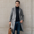 Herren eleganter lange Wool Blend Mantel R&B