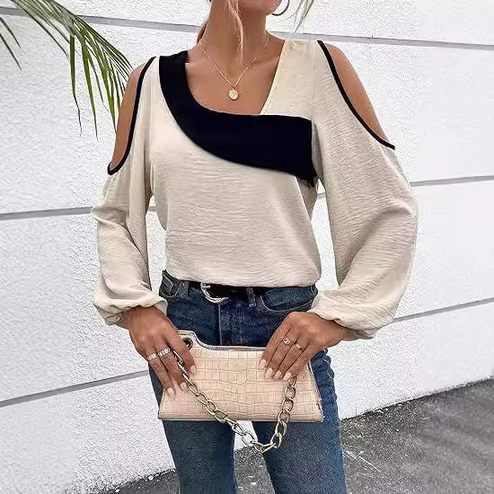 Damen Designer-Top mit Cut-Out-Ärmeln R&B