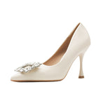 Damen elegante High Heel Pumps mit glitzernder Schmuckapplikation R&B