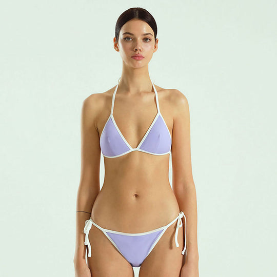 Damen Triangel-Bikini-Set mit verstellbaren Trägern und eleganten Schnürungen R&B