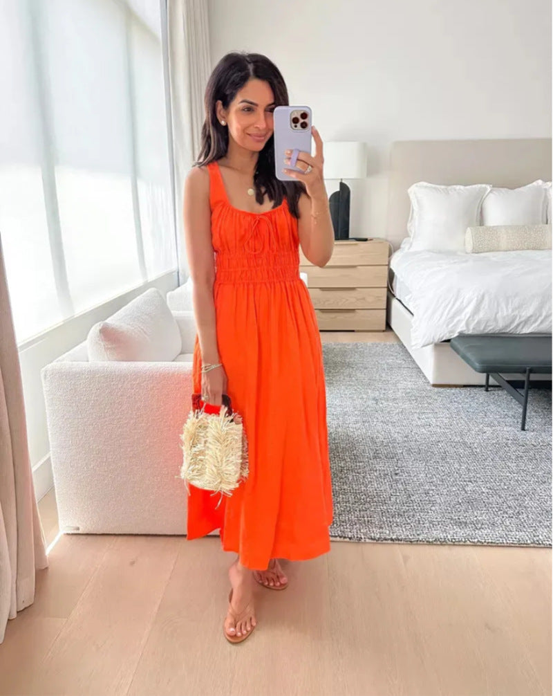Damen Sommerkleid mit elastischem Taillenband und lockerer Passform Heidi-Mode