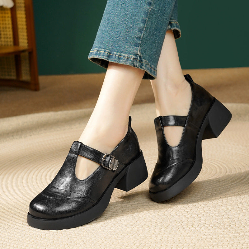 Damen elegante Mary Jane Pumps mit modernem Riemen und komfortablem Blockabsatz R&B