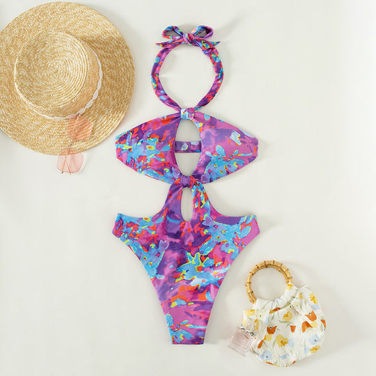 Damen Cut-Out Badeanzug mit trendigem Wickeldesign R&B