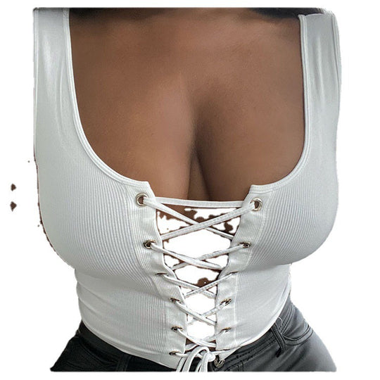 Damen modisches Laceshirt mit tiefem V-Ausschnitt R&B