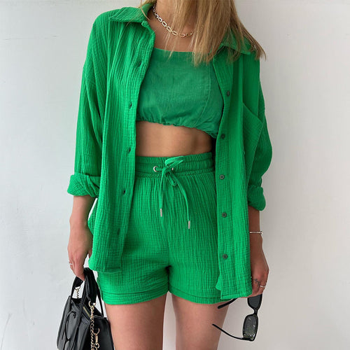 Damen lässige Oversized-Hemdjacke mit Gürtel R&B