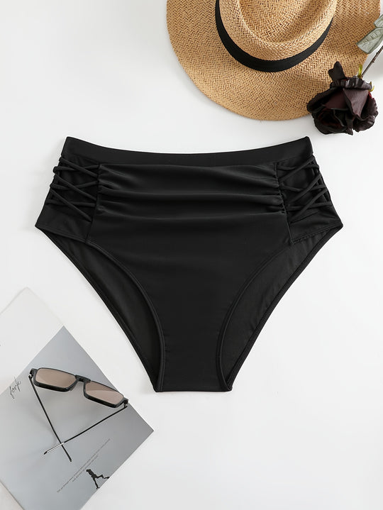 Damen High-Waist Bikinihose mit stilvollen Rüschendetails R&B