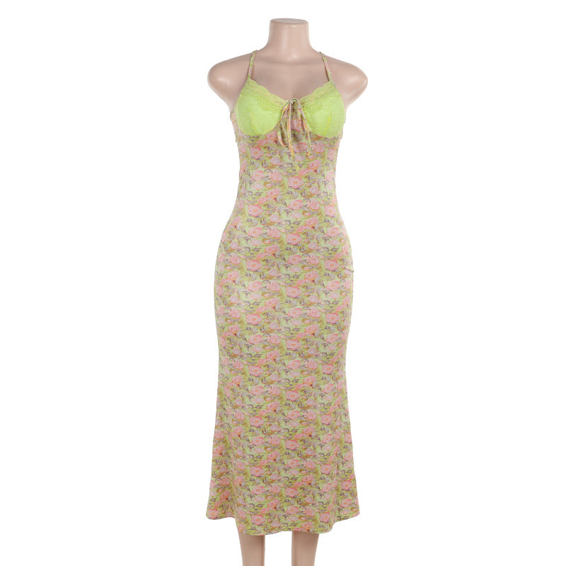 Damen Maxikleid mit elegantem Blumenmuster und raffinierten Trägerdetails R&B