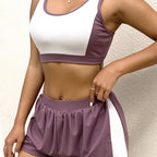 Damen Sportliches Crop-Top Short Set R&B