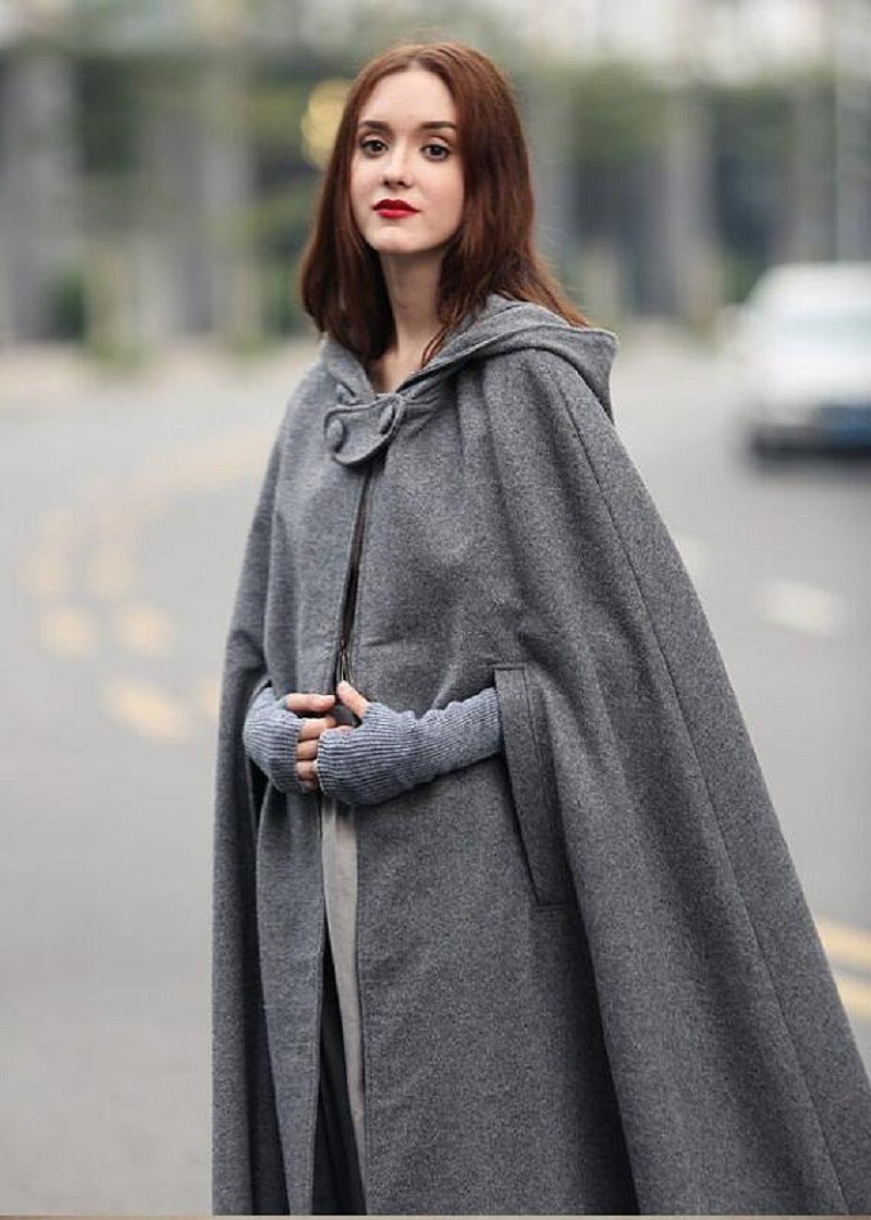 Damen elegante Kapuzenumhangjacke R&B