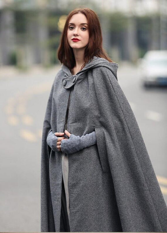 Damen elegante Kapuzenumhangjacke R&B