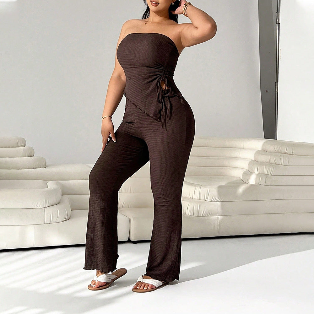 Damen Kombinationsanzug mit elegantem Volant und schmalem Bein R&B