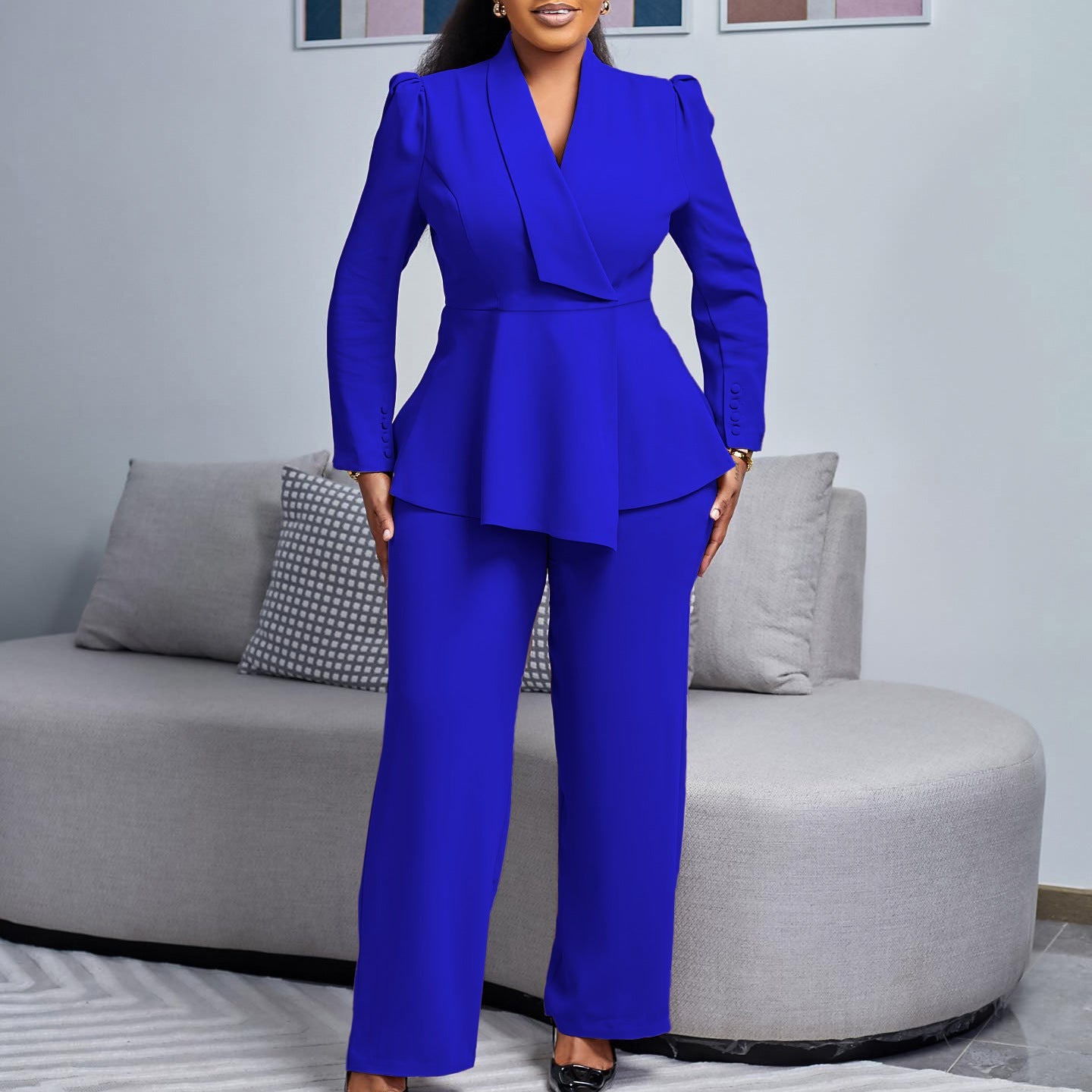 Damen Elegantes Blazer-Hosen-Set R&B