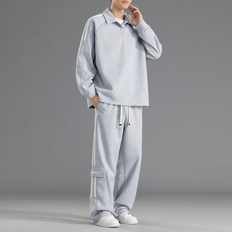 Herren Sportliches Freizeit-Set mit hohem Kragen und praktischen Taschen R&B