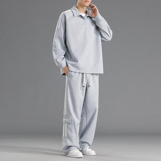 Herren Sportliches Freizeit-Set mit hohem Kragen und praktischen Taschen R&B