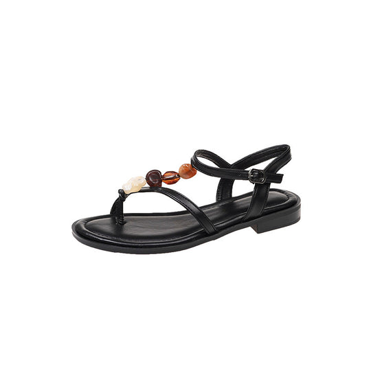 Damen Zehentrenner-Sandalen mit dekorativen Muschel- und Perlenakzenten R&B