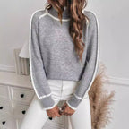 Damen Übergroße Strickpullover mit Stehkragen R&B
