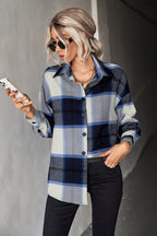 Damen Hemdenjacke im karierten Design mit großen Taschen und komfortablem Schnitt R&B