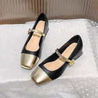 Damen elegante Ballerinas mit geschwungenem Riemen und glänzender Zehenkappe R&B