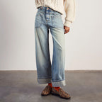 Damen Weite Jeans mit hoher Taille und gesundem Schnitt R&B