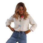 Damen Strickjacke mit kreativen Knopfdetails und strukturiertem Muster R&B