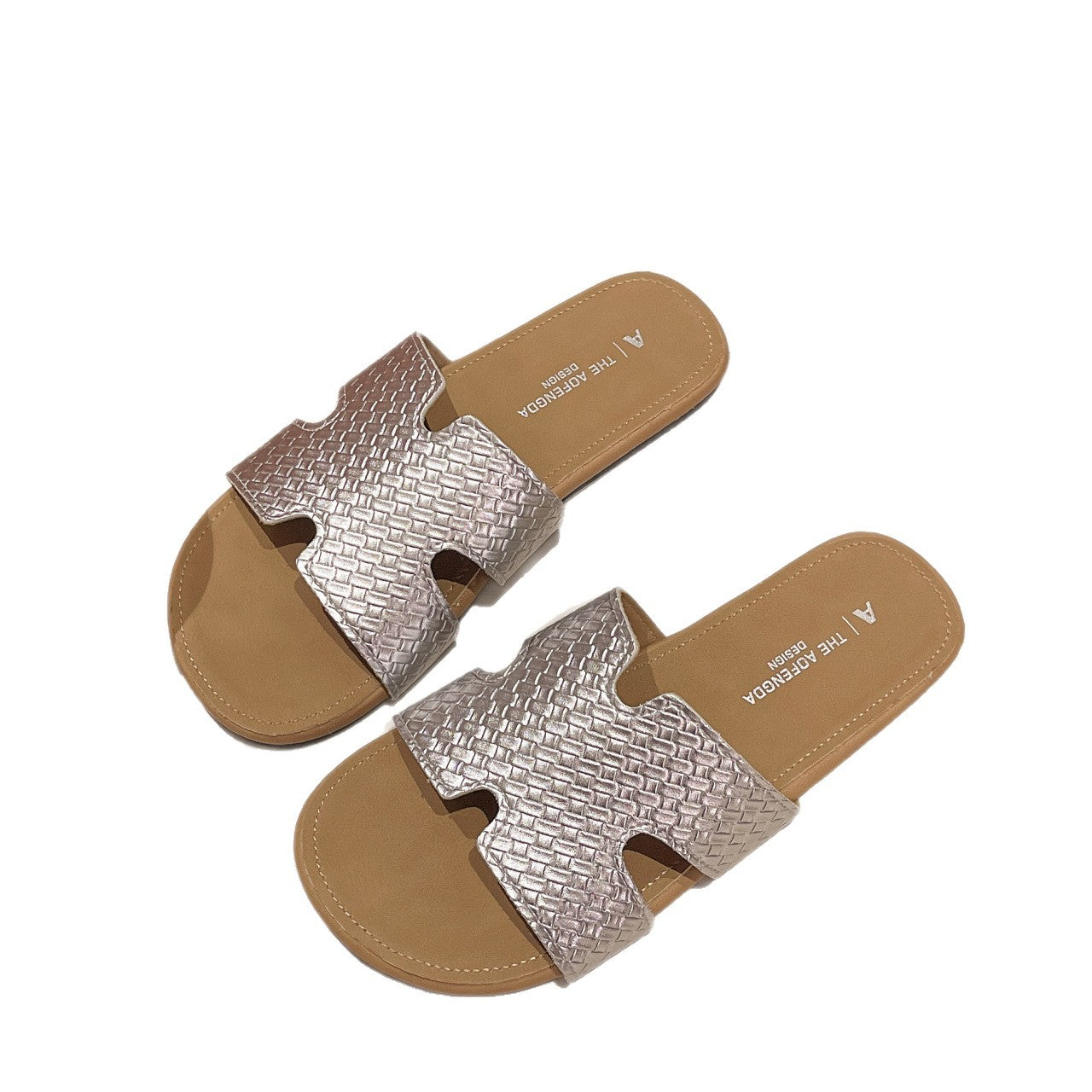 Damen Bequeme und stilvolle Slide-Sandalen mit gewebtem Design EB