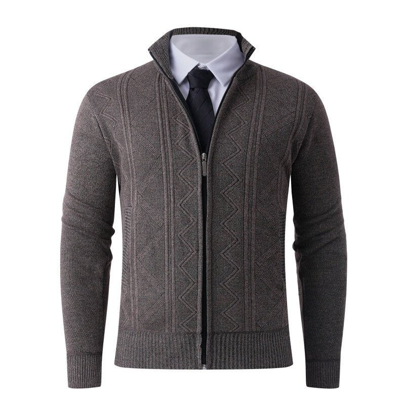 Herren Strickjacke mit modernem Zipper und strukturiertem Design R&B