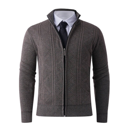 Herren Strickjacke mit modernem Zipper und strukturiertem Design R&B