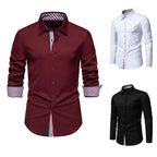 Herren elegantes Langarmhemd mit modernen Karodetails R&B