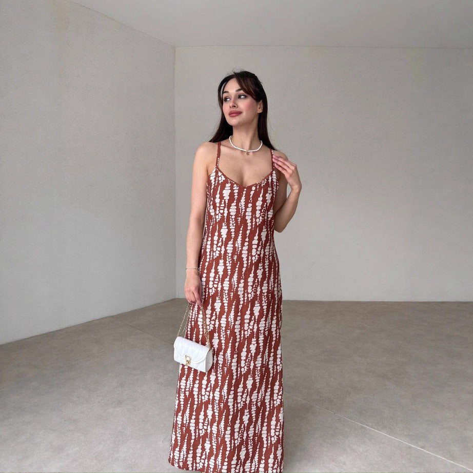 Damen Maxikleid mit feinem Blockstreifenmuster R&B