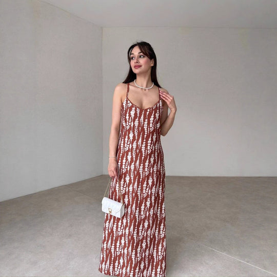 Damen Maxikleid mit feinem Blockstreifenmuster R&B