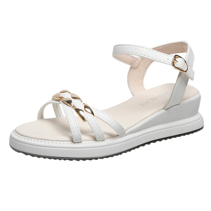Damen Komfortable Sandalen mit verstellbarem Riemendesign und eleganten Metallic-Akzenten R&B